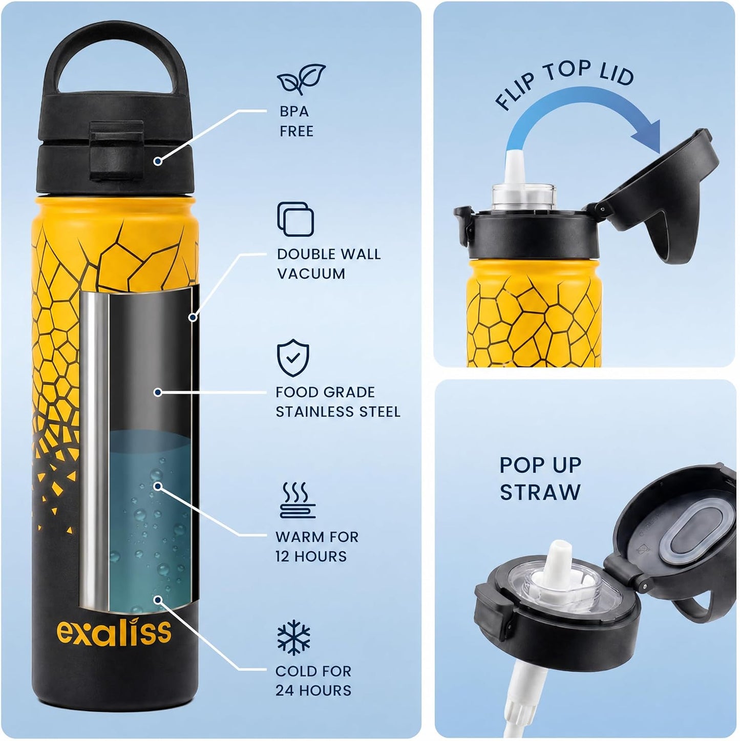 EasySip Insulated Stainless Steel Water Bottle